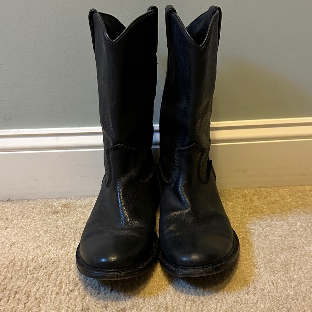 Black Leather Cowboy Boots